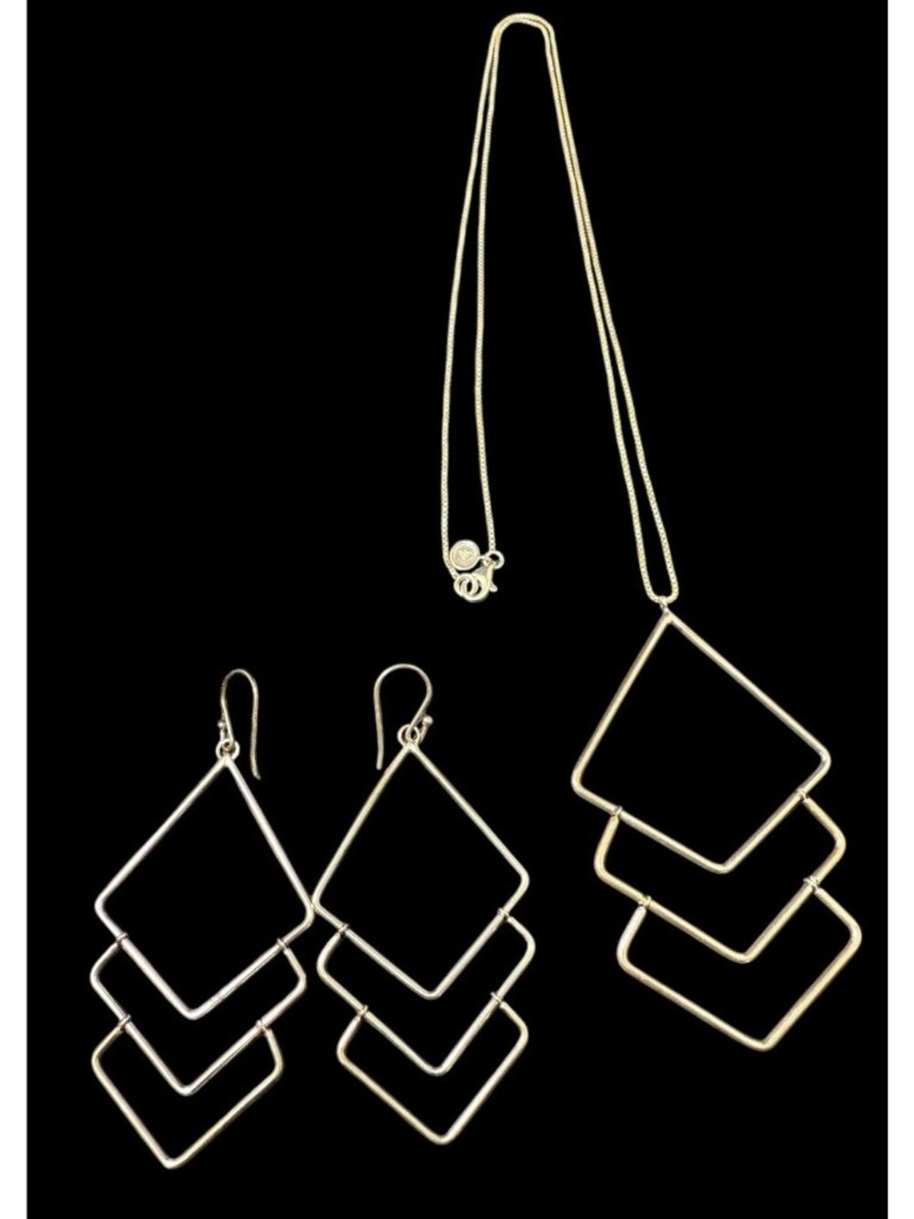Retired Silpada Jewelry Set Geometric Sterling Silver Necklace Earrings